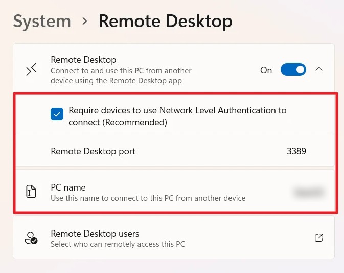 Enable Remote Access in Windows 11