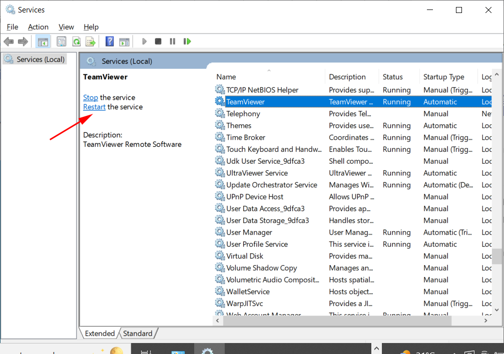  Restart TeamViewer Service