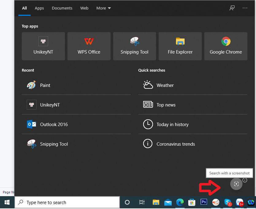 thanh Search trên Taskbar của Window10