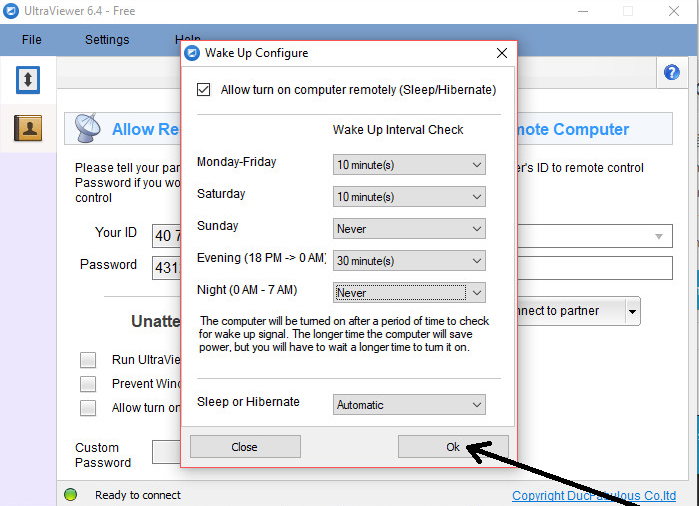 Setup wakeup timer to turn on the PC remotely