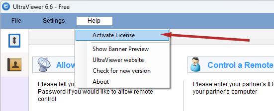 go to the Help menu > Enter the license serial-key