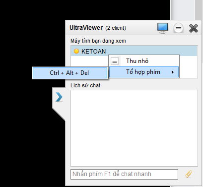 Gửi phím Ctrl + Alt + Del