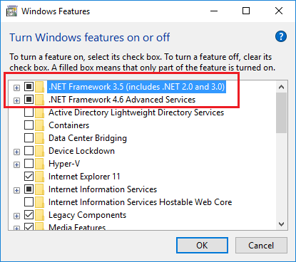 Bạn tích lại vào 2 ô trên để Windows tiến hành cài đặt lại bộ .NET Framework