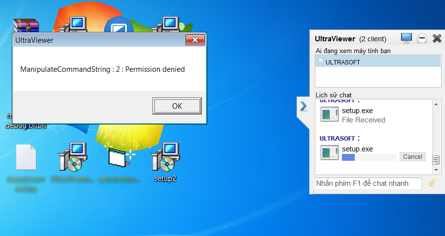 Lỗi permision denied khi nhận file trên phần mềm UltraViewer