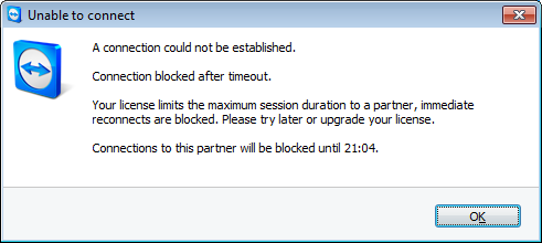 teamviewer free connection time limit