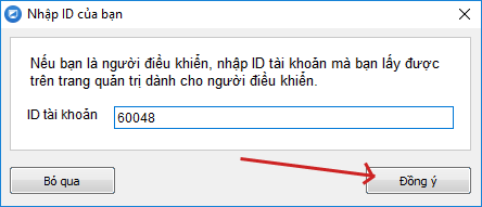 Bạn nhập số ID vừa thu được ở bước trước đó vào