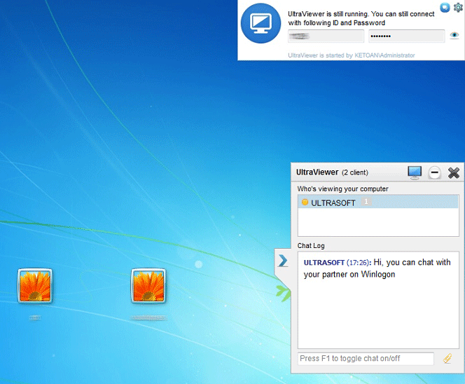 Remote control and chat on Winlogon
