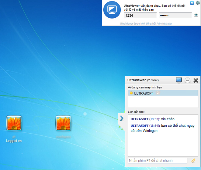 Điều khiển và chat trên Winlogon